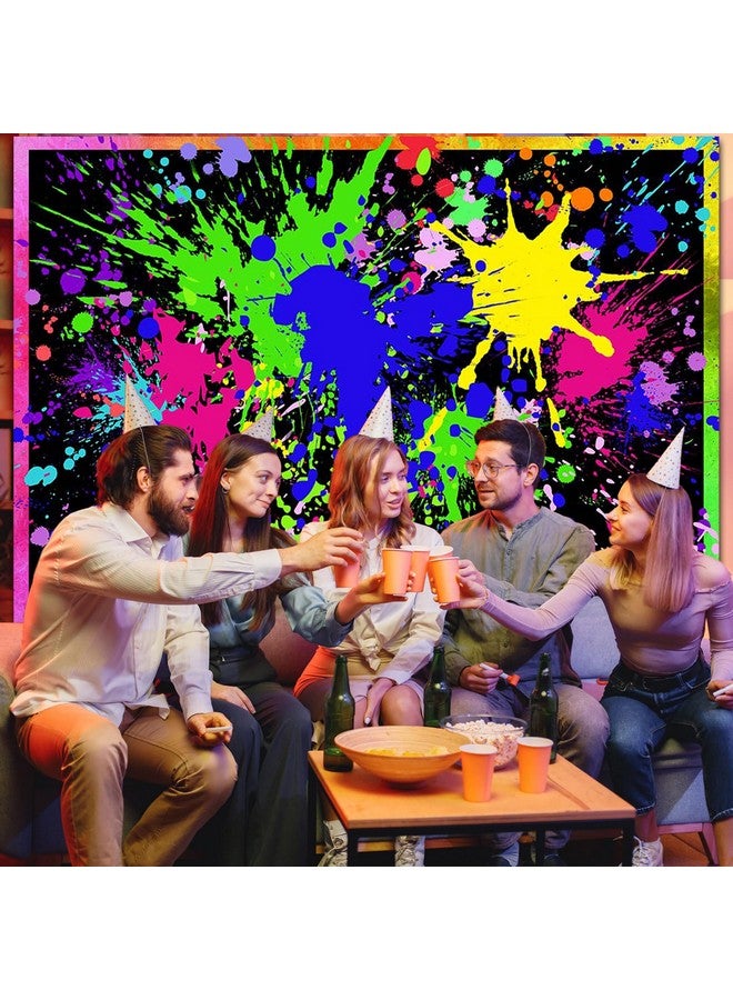 Avezano Glow Neon Party Backdrop Glow In The Dark Background Colorful Graffiti Splash Paint Slime Backdrops Black Light Party Banner For Kids Birthday Decorations (7X5Ft) - Image 4