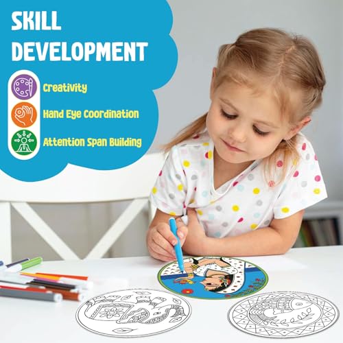 SparkLPlay DIY Madhubani Art Kit for Kids. Coloring Set with - 6 Magnetic Cutouts, 12Color Pens & Booklet. Creative Art & Craft. Mess Free. Gifts for Kids. - Image 5