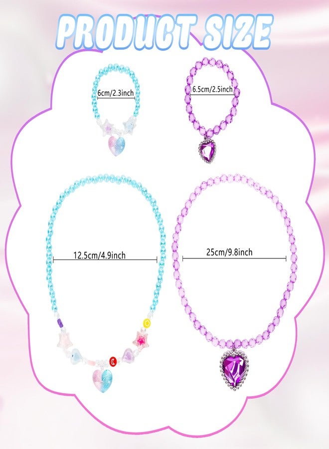 Swakuta 24 Pcs Girls Jewelry Set Include 12 Kids Necklace Choker and 12 Beaded Bracelet Princess Pretend Toddler Necklace Bracelet for Birthday Gift Costume Party Favors - Image 2