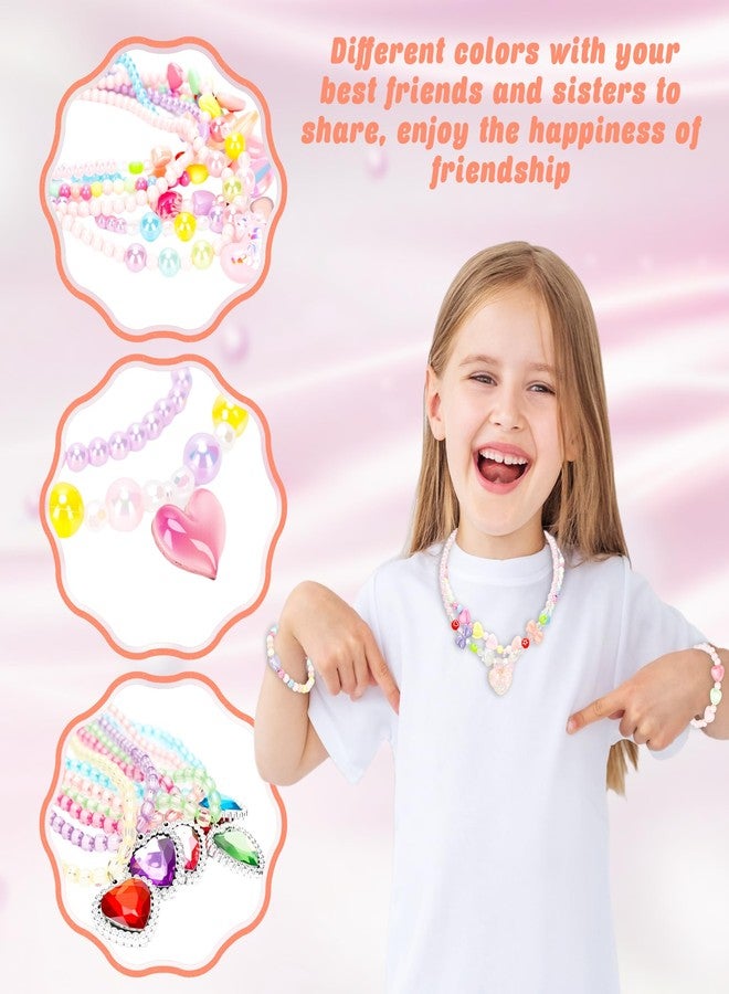 Swakuta 24 Pcs Girls Jewelry Set Include 12 Kids Necklace Choker and 12 Beaded Bracelet Princess Pretend Toddler Necklace Bracelet for Birthday Gift Costume Party Favors - Image 3