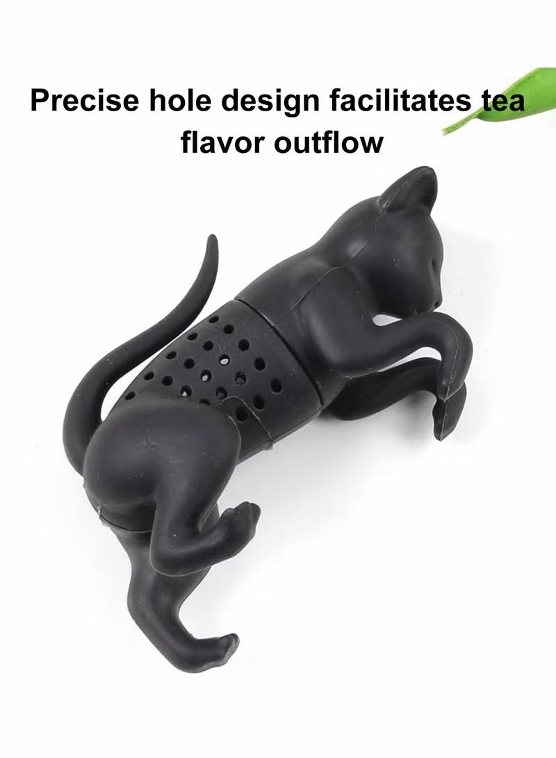 Y&D Cat Tea Infuser Tea Infuser Silicone Tea Strainer Tea Filter Tea Ball Cat Shape Tea Filter Reusable Cartoon Tea Strainer 100% BPA (Grey and Black) Pack of 2 - Image 4