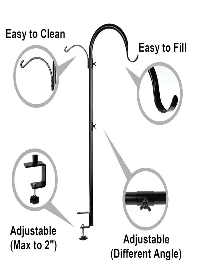 WOSIBO Three Span Deck Hook, 37 Inches Deck Bird Feeder Pole, Hanging Baskets Porch Multi-Hook for Deck Kit with Three Branches for Plant Hangers, Lanterns, Wind Chimes and More - Image 2