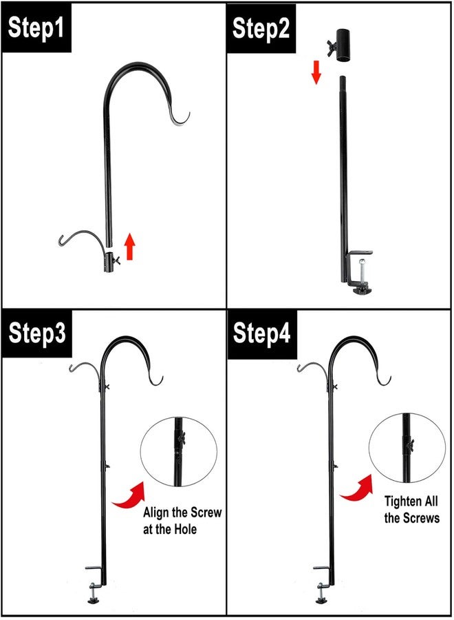 WOSIBO Three Span Deck Hook, 37 Inches Deck Bird Feeder Pole, Hanging Baskets Porch Multi-Hook for Deck Kit with Three Branches for Plant Hangers, Lanterns, Wind Chimes and More - Image 3