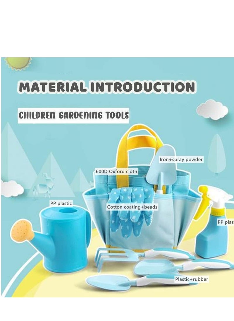 Captaintech 9Pcs Kids Garden Outdoor Tool Set Children's Hand Tools Fun Toys Gift including Shovel Rake Trowel Sprayer Gloves Apron Watering Can with Canvas Tote Bag Gifts for Children  - Image 2