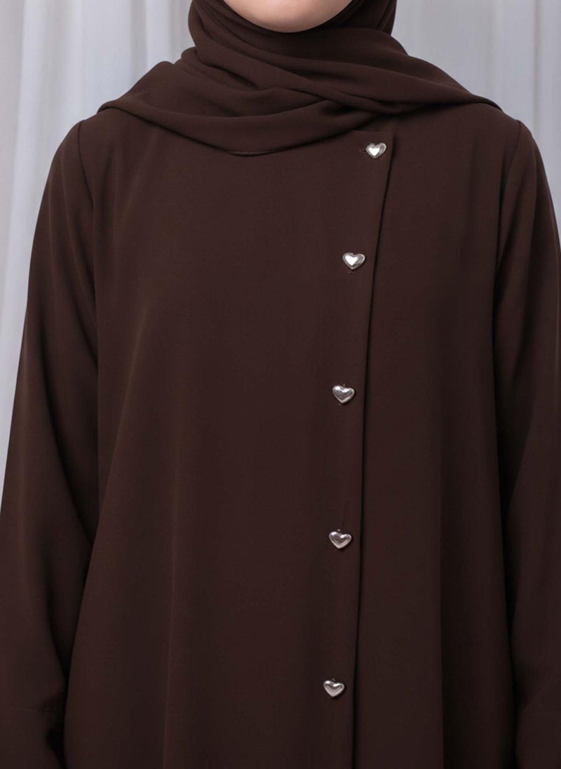 MSquare Fashion Dark Brown Kids Abaya with Matching Hijab for Girls Korean Nida Fabric Modest Islamic Dress 8 Colors Available - Image 3