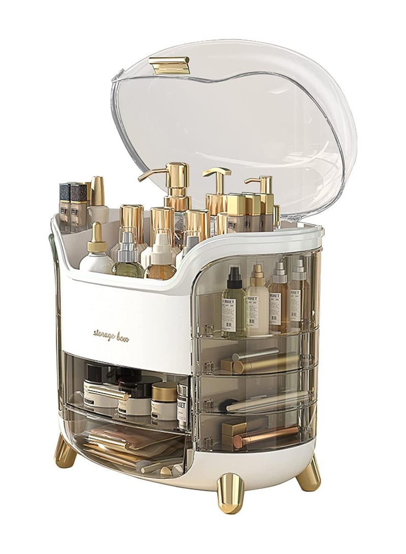 MONOGUE Makeup Organizer and Storage  Cosmetics Organizer Box for Countertop with Lid & Drawers Cosmetics Skincare Organizers with Waterproof & Dustproof Cover - Image 4