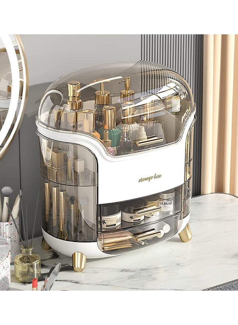 MONOGUE Makeup Organizer and Storage  Cosmetics Organizer Box for Countertop with Lid & Drawers Cosmetics Skincare Organizers with Waterproof & Dustproof Cover - Image 1