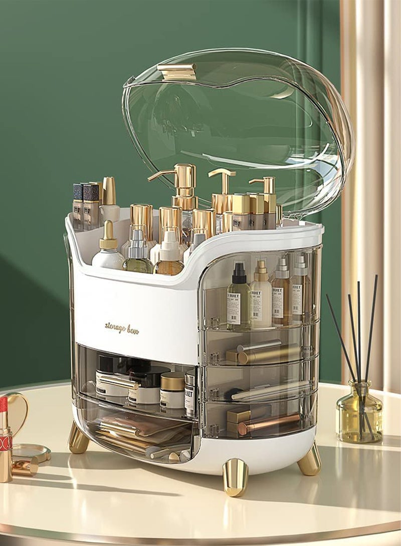 MONOGUE Makeup Organizer and Storage  Cosmetics Organizer Box for Countertop with Lid & Drawers Cosmetics Skincare Organizers with Waterproof & Dustproof Cover - Image 2