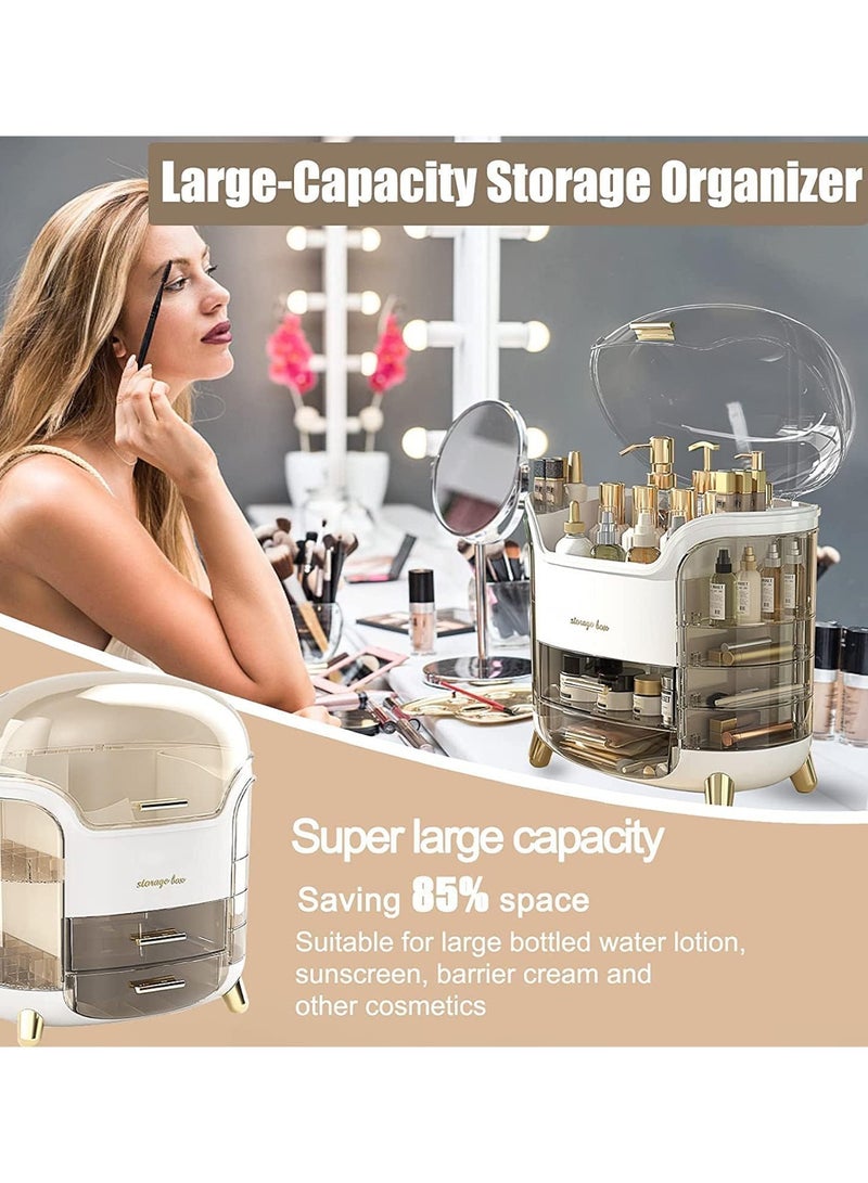 MONOGUE Makeup Organizer and Storage  Cosmetics Organizer Box for Countertop with Lid & Drawers Cosmetics Skincare Organizers with Waterproof & Dustproof Cover - Image 3