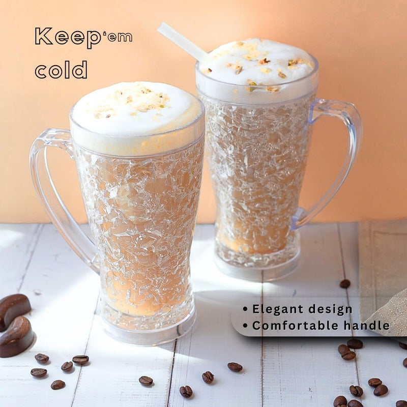luxail Ice Coffee Cups, Plastic Coffee Mugs, No More Diluted Drinks, Insulated Cups, Drinking Glasses, House Warming Gifts New Home, Gifts for Mom, Set of 2, 15 oz, coffee Bar Accessories, Smoothie Cup - Image 3