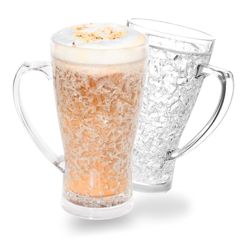 luxail Ice Coffee Cups, Plastic Coffee Mugs, No More Diluted Drinks, Insulated Cups, Drinking Glasses, House Warming Gifts New Home, Gifts for Mom, Set of 2, 15 oz, coffee Bar Accessories, Smoothie Cup - Image 1