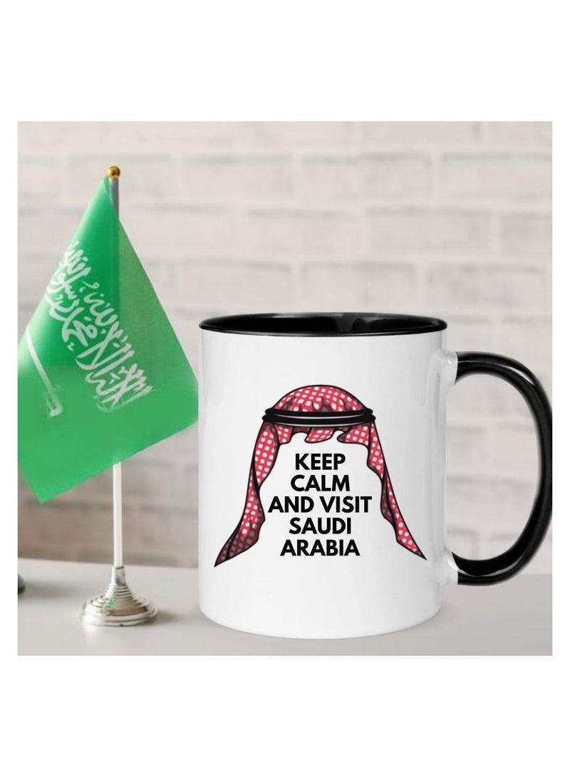 MEC KSA Keep Calm And Visit Kingdom Of Saudi Arabia Mug For Saudi National Day Printed Coffee Mug 11Oz White Handle - Image 2
