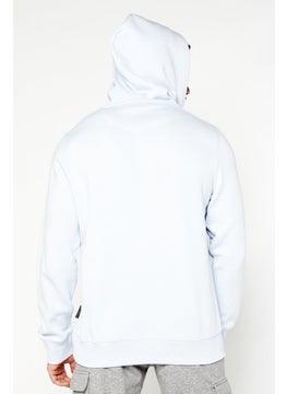 French Connection Men Brand Logo Hooded Fleece Sweatshirt, Baby Blue  - Image 2