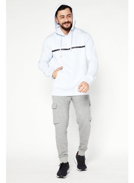 French Connection Men Brand Logo Hooded Fleece Sweatshirt, Baby Blue  - Image 4