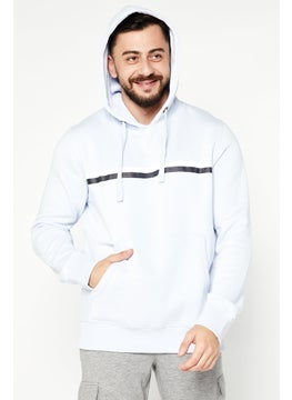 French Connection Men Brand Logo Hooded Fleece Sweatshirt, Baby Blue  - Image 1
