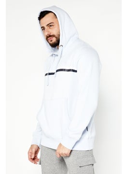 French Connection Men Brand Logo Hooded Fleece Sweatshirt, Baby Blue  - Image 3