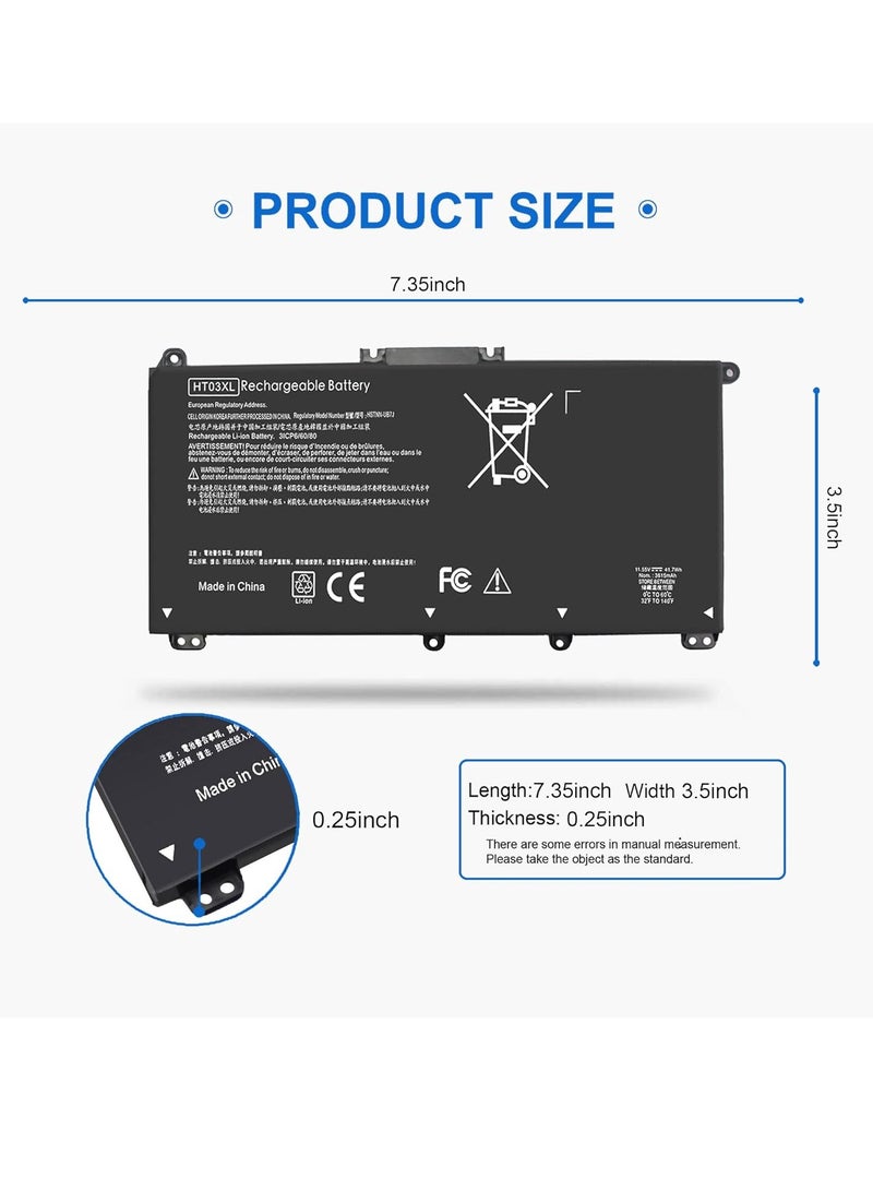 HT03XL L11119-855 Laptop Battery for HP Pavilion 14-CE 14-CK 14-DQ 15-CS 240 245 G7 14-CK0001LA 14-CK0061ST 15-CS0064ST 15-CS3073CL 17-BY0021DX 17-BY0053CL HSTNN-UB7J HT03041XL L11421-421 41.7Wh  - Image 2