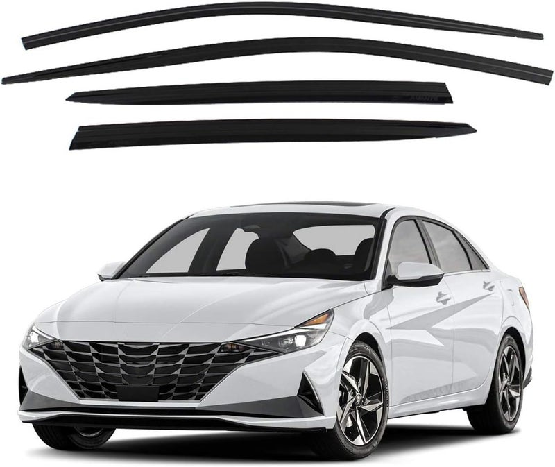 KD SAFE Safe Smoke Window Visor Sun Rain Vent Guard 4 Pcs Set Compatible with 2021 Elantra Avante Elantra N Elantra N Line Out Channel Visor - Image 3