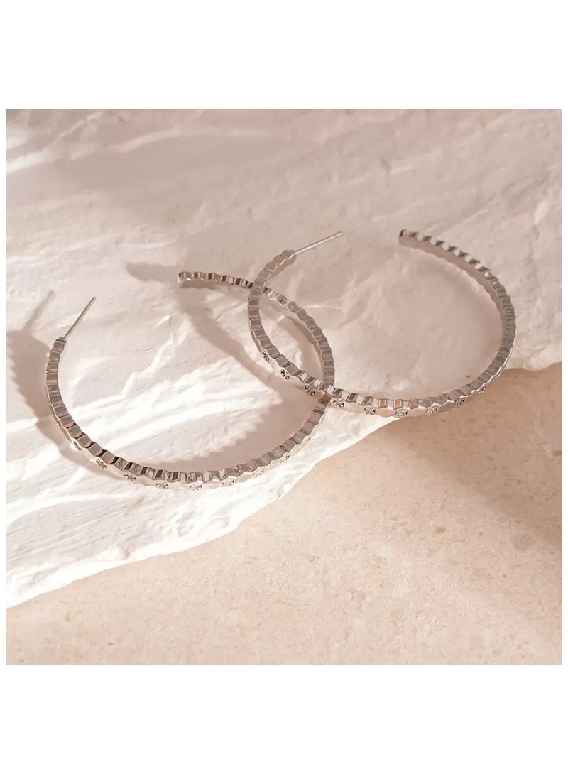 Sparkling Hoop Earrings for ladies girls women, 925 Silver Ear Pins Anti-Allergy, Elegant Birthday Anniversary Valentine's Day Gifts  - Image 4