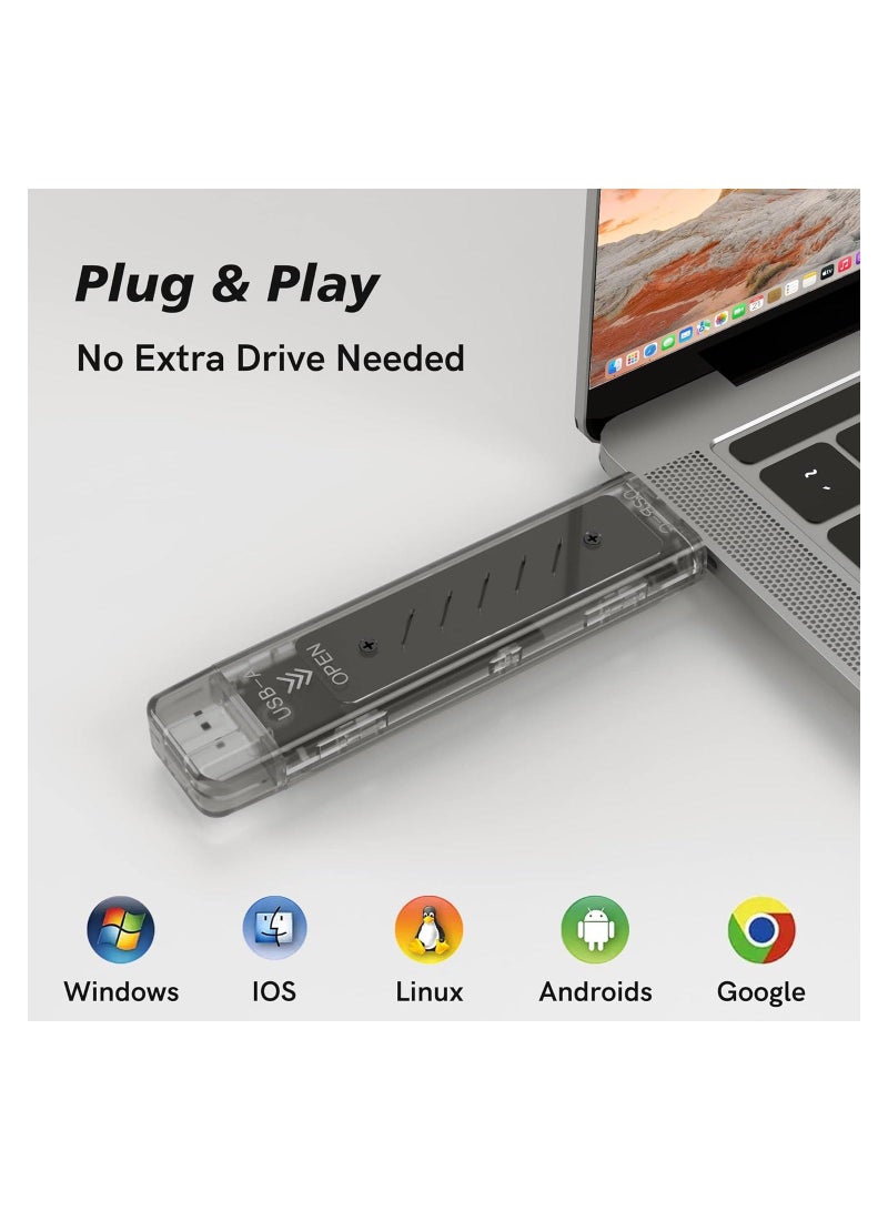 M.2 NVMe SSD Enclosure Tool-Free, M.2 NVMe to USB 3.2 Gen 2 (10 Gbps MAX) Adapter, RTL9210B Chips 9210BIC, M2 SSD Enclosure Support NVME PCIe SATA NGFF B+M Key and UASP Trim for 2242/2260/2280 (Gray) - Image 2