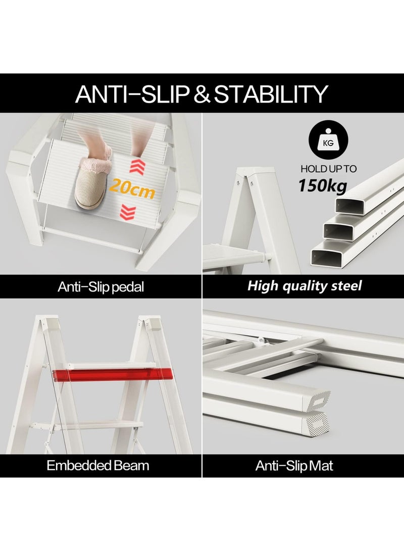 SUNRISE 5 Step Folding Step Stool,Steel Metal Step Stools Non-Slip Pedal,Small Portable Ladder Kitchen Lightweight Home Office Ladders  - Image 4