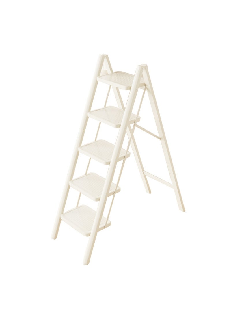 SUNRISE 5 Step Folding Step Stool,Steel Metal Step Stools Non-Slip Pedal,Small Portable Ladder Kitchen Lightweight Home Office Ladders  - Image 1