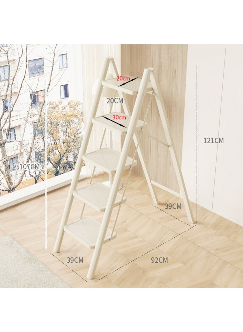 SUNRISE 5 Step Folding Step Stool,Steel Metal Step Stools Non-Slip Pedal,Small Portable Ladder Kitchen Lightweight Home Office Ladders  - Image 3