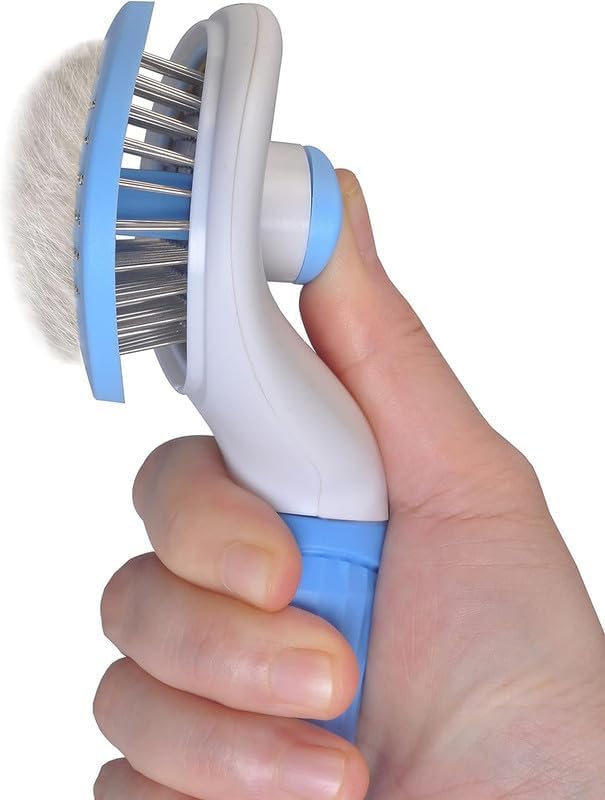 BLISSBORN Dog hair brush Thin Slicker dog Brush for hair dogs & Cat brush | Self Clean dog comb for deseeding brush for dog accessories & cat accessories (Pack Of 1) - Image 3