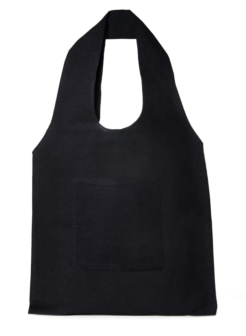 Tote Bag Black Canvas Cotton Oval Hand /35*40cm  - Image 2
