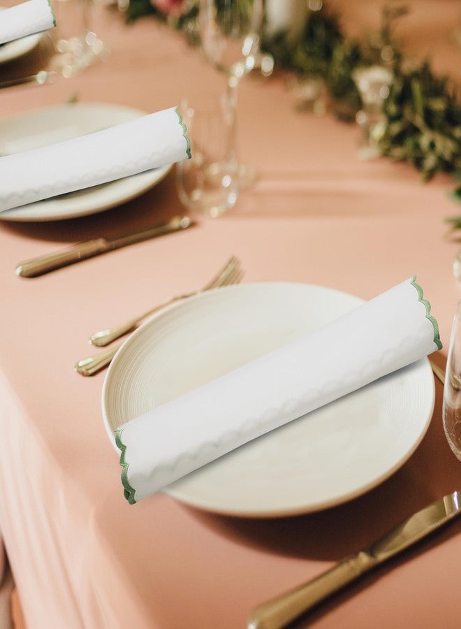 Ridhi Cloth Napkins 100% Pure Cotton Farmhouse Wedding Dinner Napkins Gift for Spring, Easter, Valentine, Holiday, Everyday Napkin (4-18" x 18" White with Sage Green Edge) - Image 4