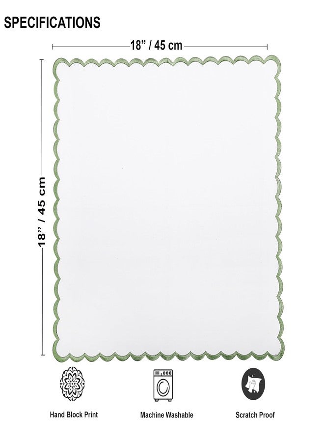 Ridhi Cloth Napkins 100% Pure Cotton Farmhouse Wedding Dinner Napkins Gift for Spring, Easter, Valentine, Holiday, Everyday Napkin (4-18" x 18" White with Sage Green Edge) - Image 3
