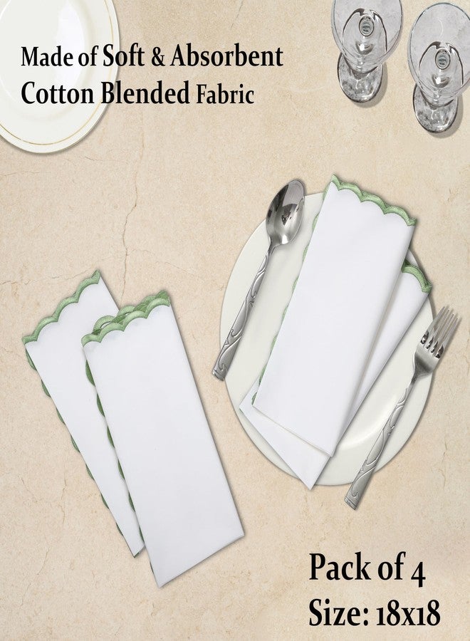 Ridhi Cloth Napkins 100% Pure Cotton Farmhouse Wedding Dinner Napkins Gift for Spring, Easter, Valentine, Holiday, Everyday Napkin (4-18" x 18" White with Sage Green Edge) - Image 5