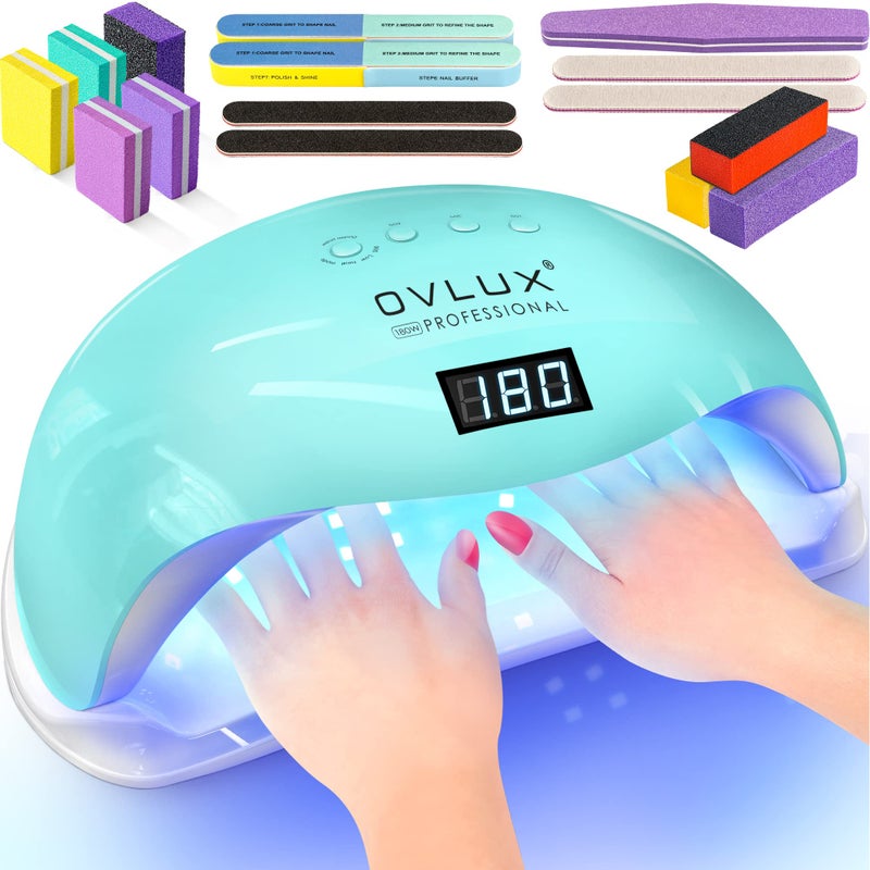 Tiffany UV LED Nail Lamp  180W Professional Gel Polish Light with 57 Bulbs 16 Files  Buffers