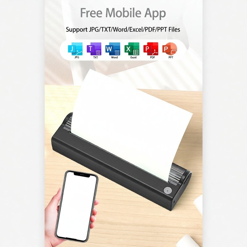 Mobile Printer: 304 DPI Black Compact Design - High Compatibility Wireless Thermal Printing For Study Office Home Use - Image 5