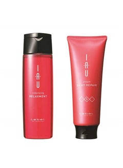 Lebel IAU Cleansing Relaxment Hair Shampoo 200ml & Lebel IAU Silky Repair Hair Treatment 200ml Set (Green Tea Set) 