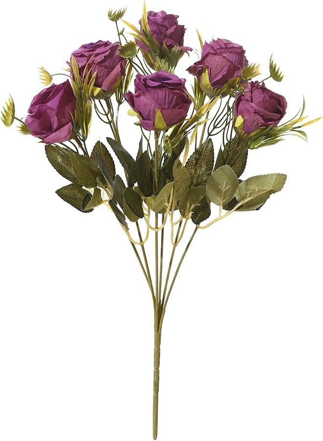 Dekorly Artificial Fake Faux Flowers Rose Bunch for Wedding, Home, Party, Restaurant, Bouquet | Height : 30CM | Pack of 2 | Color : Purple - Image 3