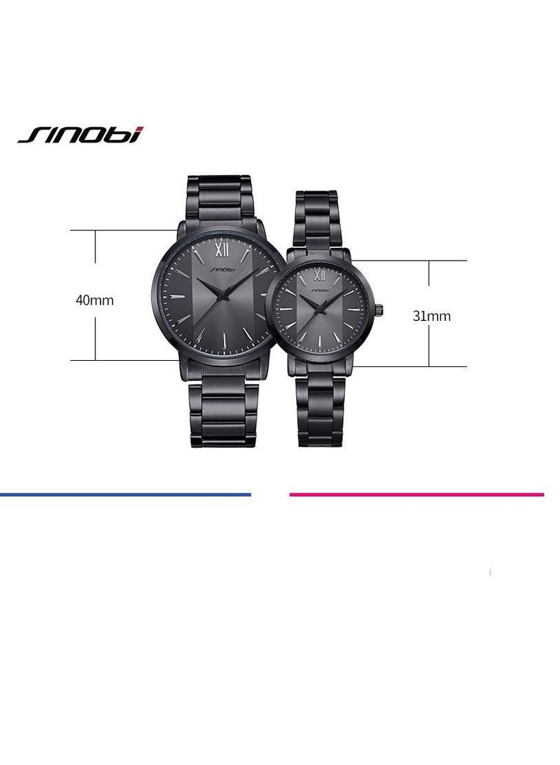 SINOBI Fashion Two-Pack Steel Band Couple Watches - Image 1