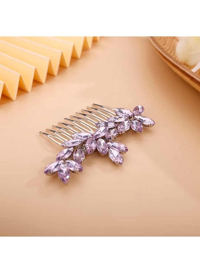 BERYUAN Simple Crystals Hair Comb For Women Girls Bride Hair Comb Multicolor Comb Purple - Image 3