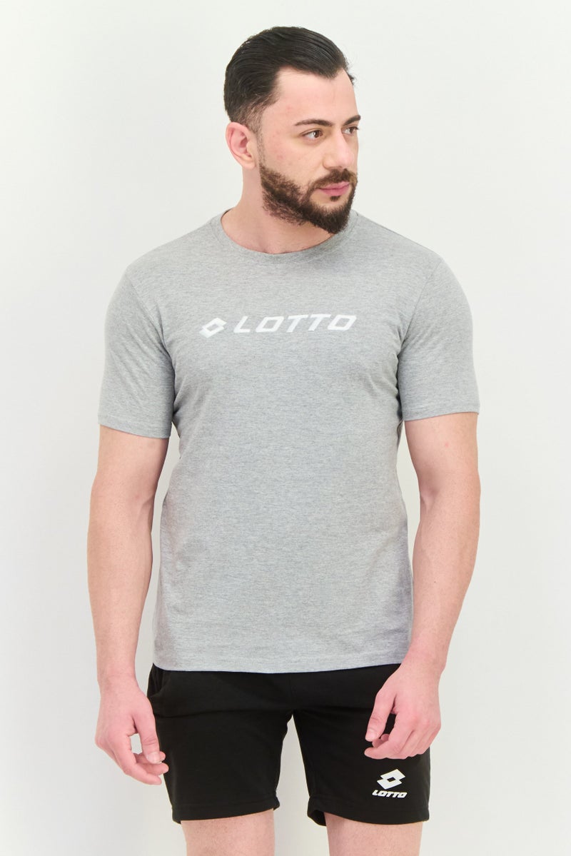 LOTTO Men Sportswear Fit Short Sleeve Outdoor T-Shirt, Grey  - Image 1