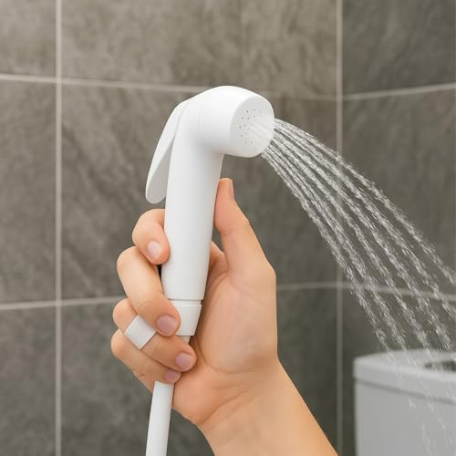 WOYO White ABS Health Faucet Set for Bathroom | Jet Spray with 1.2-Metre Ultra Flexible PVC Hose | Toilet Shower Spray, Bidet Use, and Bathroom Cleaning – Set of 1 (Style-5) - Image 4