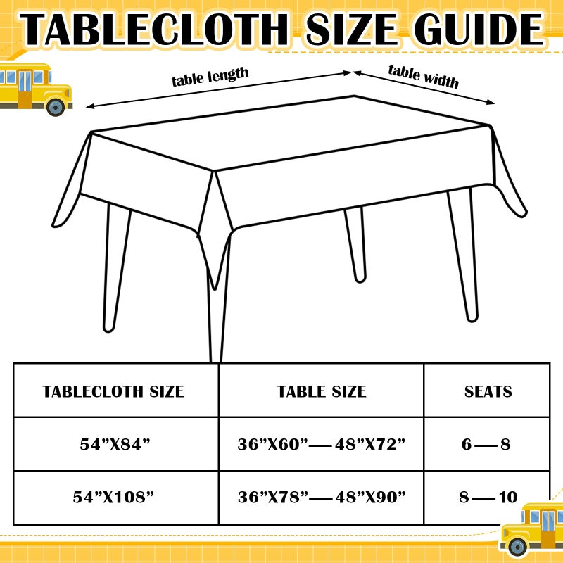 Oudain 2 Pcs School Bus Party Decorations First Day of School Banner and Tablecloth Yellow Bus Tablecover and Backdrop for Boys Girls English Teacher Birthday Theme Party Favor(107.9 x 53.9 Inches) - Image 3