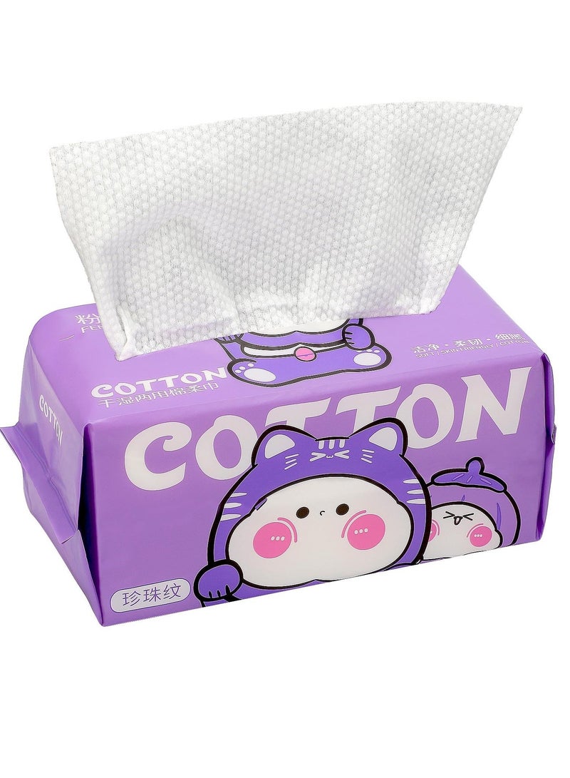 Face Clean Towels, 100 Count Disposable Biodegradable Soft Dry Wipes for Sensitive Skin, Lint Free Facial Tissue for Cleansing, Skincare and Makeup Remover, Dry Wipes - Image 5