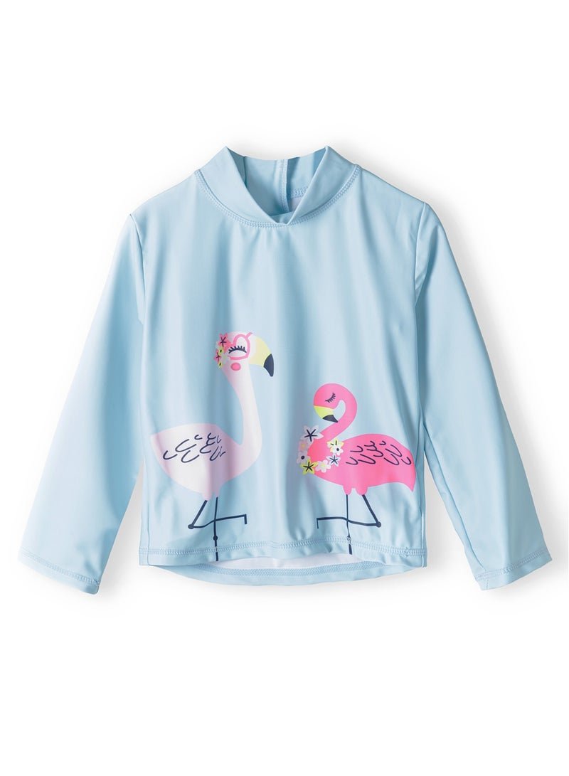 MINOTI Kids Girls' Two-Piece Swim Set – Long Sleeve Top & Ruffle Shorts  - Image 2