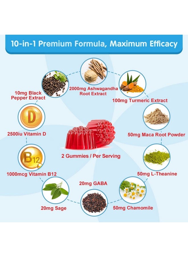 EnvyDeal - 2 Pack Ashwagandha Gummies 2000Mg Organic Ashwa Root Extract Supplement For Women & Men 120 Count - Image 1