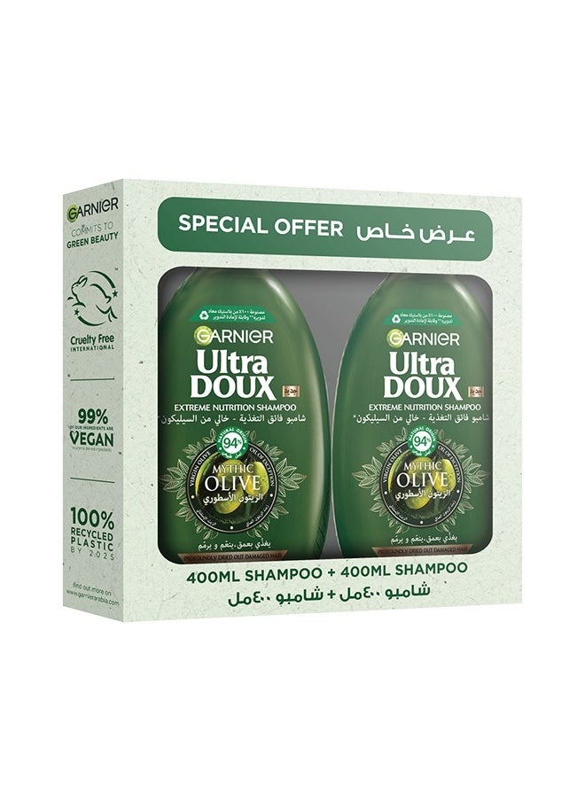 Garnier - شامبو ألترا دوكس بزيت الزيتون الأسطوري 400 مل عبوة مزدوجة - Image 1