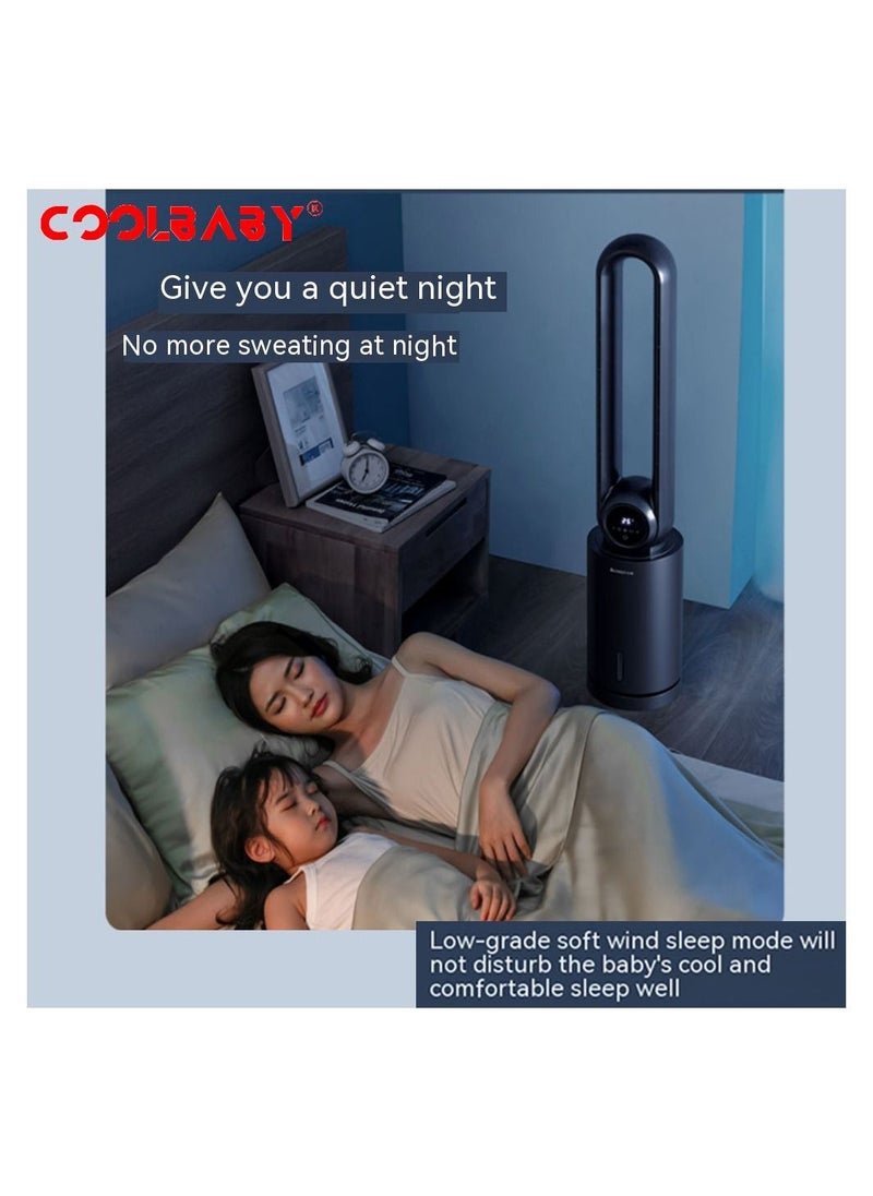 Cool Baby Bladeless Fan Household Air Conditioning Fan Floor Water Cooled Fan Tower Fan - Black  - Image 3