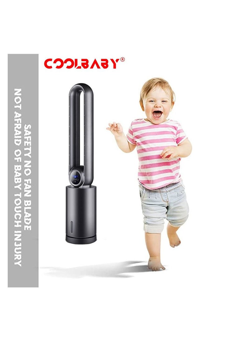 Cool Baby Bladeless Fan Household Air Conditioning Fan Floor Water Cooled Fan Tower Fan - Black  - Image 2