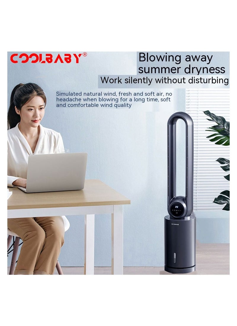 Cool Baby Bladeless Fan Household Air Conditioning Fan Floor Water Cooled Fan Tower Fan - Black  - Image 4