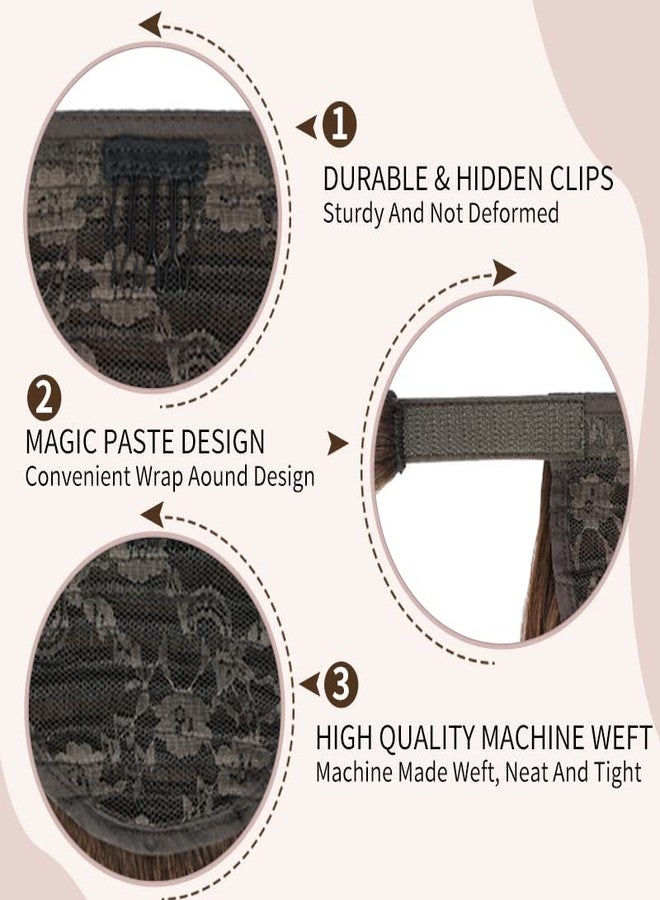 FAAAL 16" Human Hair Ponytail Extension 75g #4 Chocolate Brown 100% Remy Human Hair Wrap Around Long Ponytail Clip in Hair Extensions Straight One Piece Hairpiece for Women (16", Chocolate Brown) - Image 3