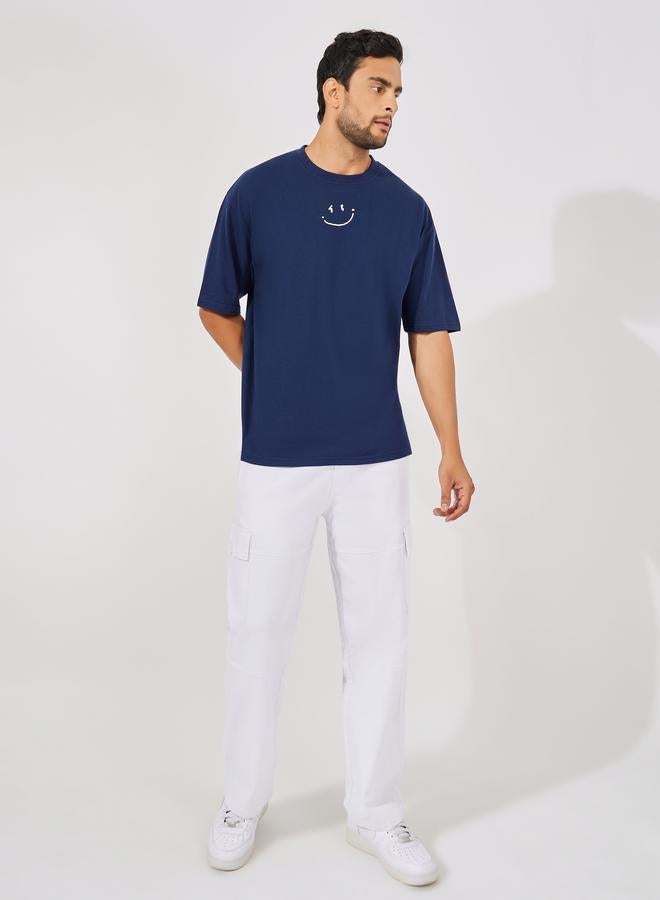 ستايلي تيشيرت فضفاض بطبعة إيموجي بسيطة - Image 2